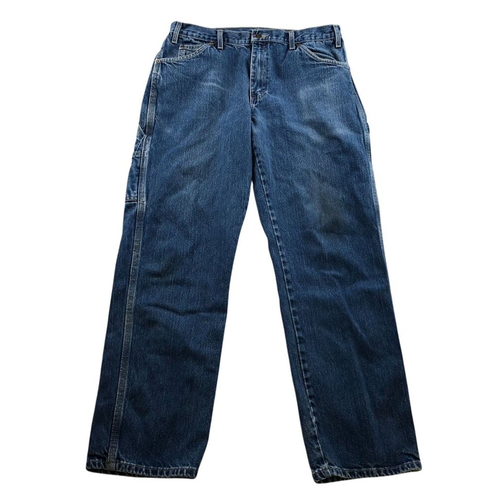 Dickies Mens Work Jeans Size 34x32 Relaxed Fit Blue Denim Straight Casual
